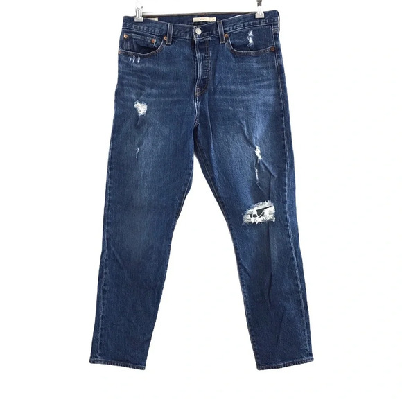 Levis Wedgie‎ Fit High Rise Ankle Jeans Distressed - Picture 1 of 16